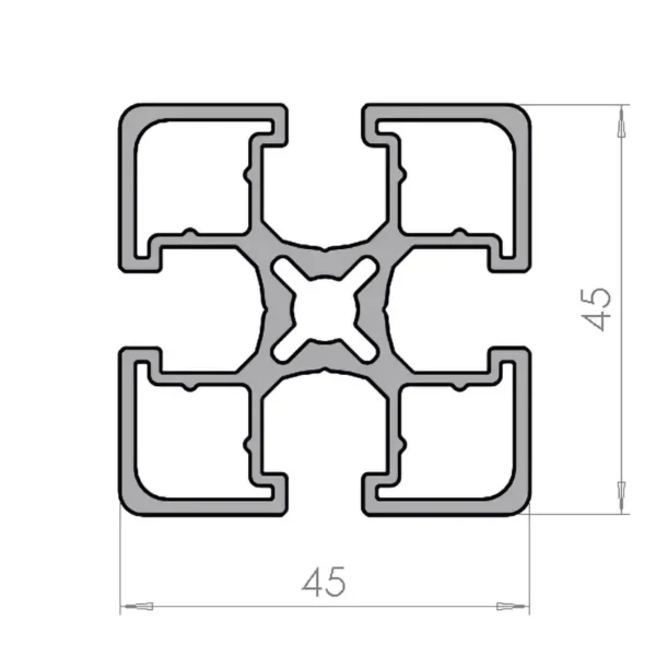 Profilé aluminium 45x45 éco - cotes