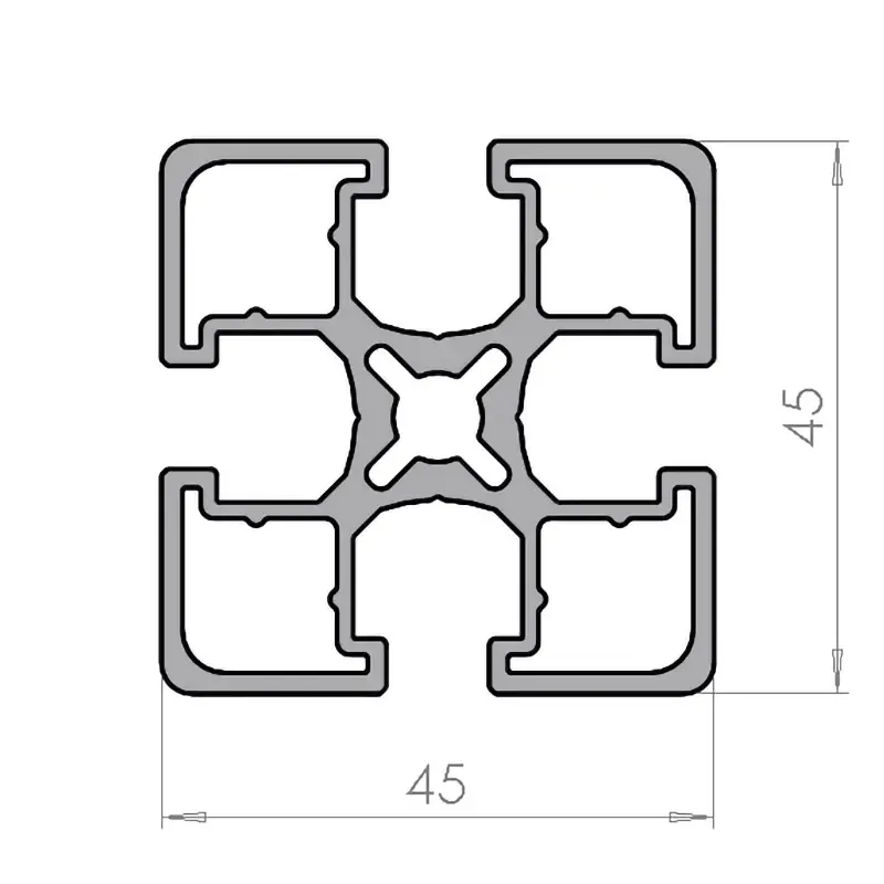 Profilé aluminium 45x45 éco - cotes