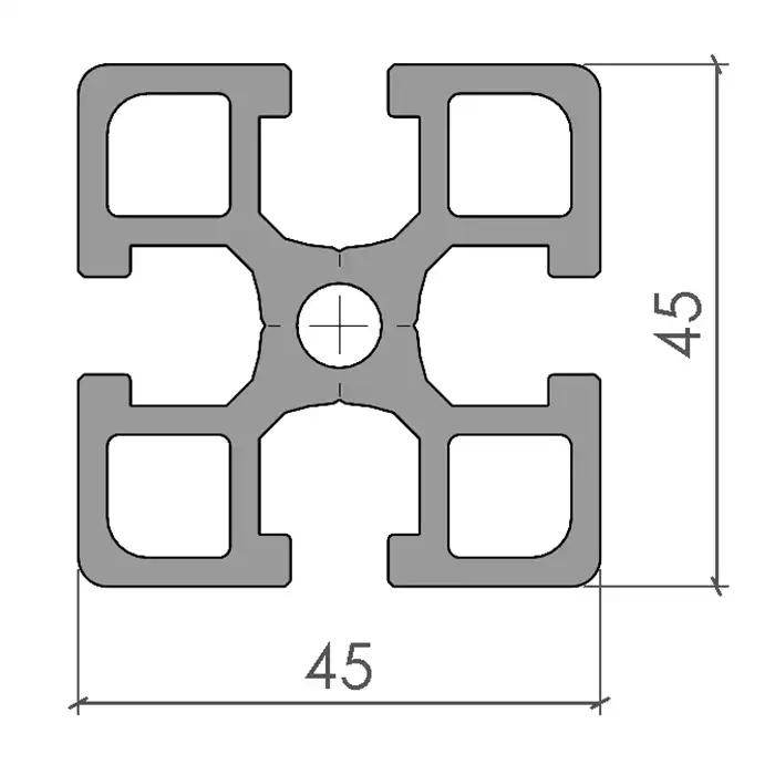 Profilé aluminium 45x45 - lourd - plan
