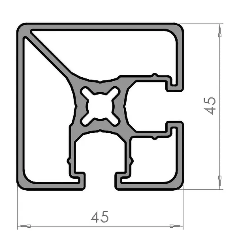 Profilé aluminium 45x45 - 2 face fermée - plan