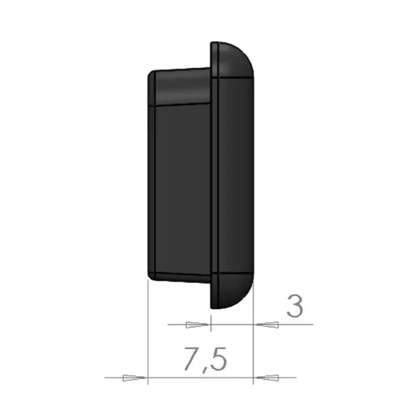Embout de profilé aluminium 45x19 vue de coté