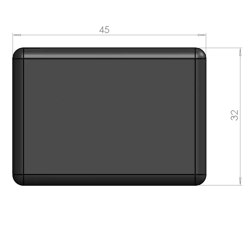 Embout de profilé aluminium 45x32 vue de face