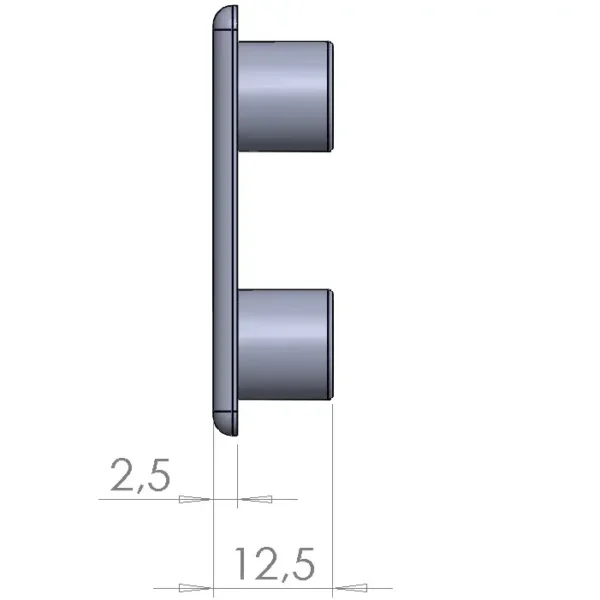 Embout de profilé aluminium 45x90°R - plan côté