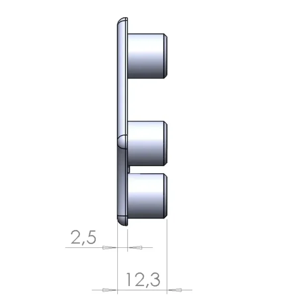 Embout profilé arrondi 45x45°R - plan de côté