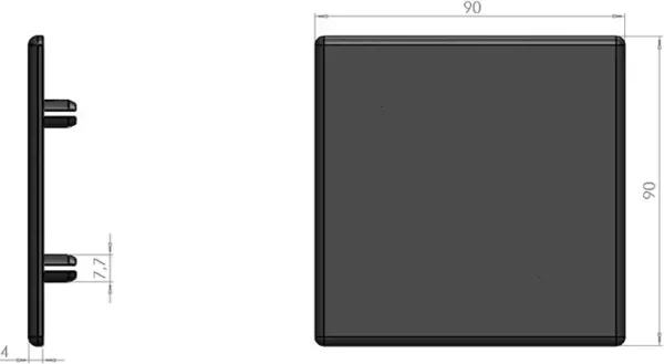 plan embout pour profilé 90x90