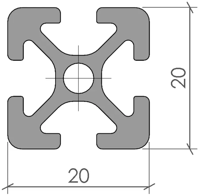 plan Profilé aluminium 20x20