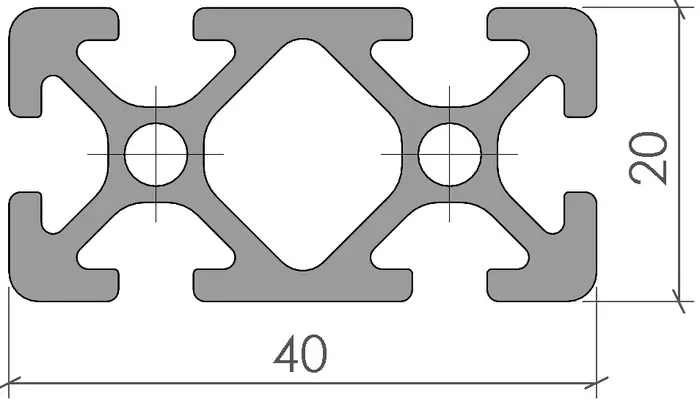 plan Profilé aluminium 20x40