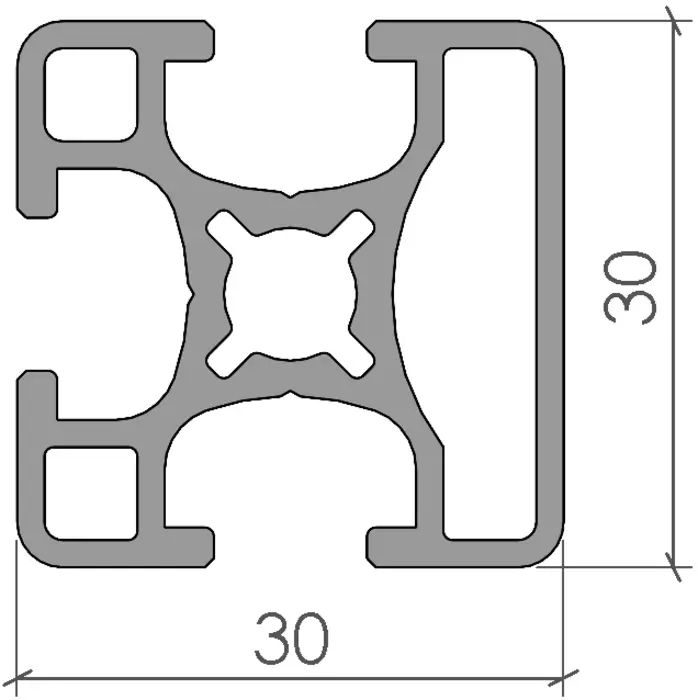 plan Profilé aluminium 30x30 une face fermée