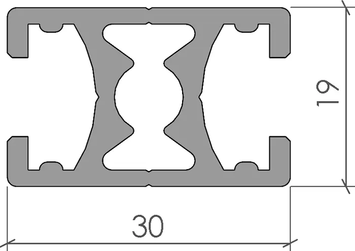 plan Profilé aluminium 19x30