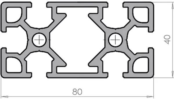 plan Profilé aluminium 40x80
