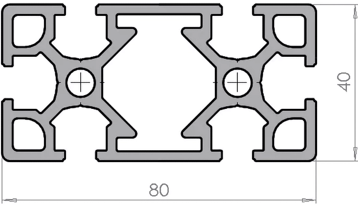 plan Profilé aluminium 40x80