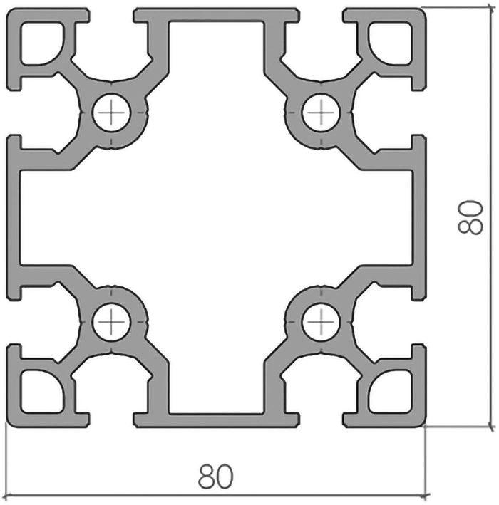 plan Profilé aluminium 80x80