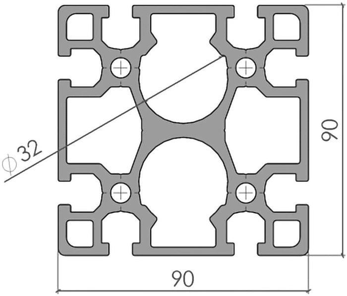 profilé 90x90 lourd plan