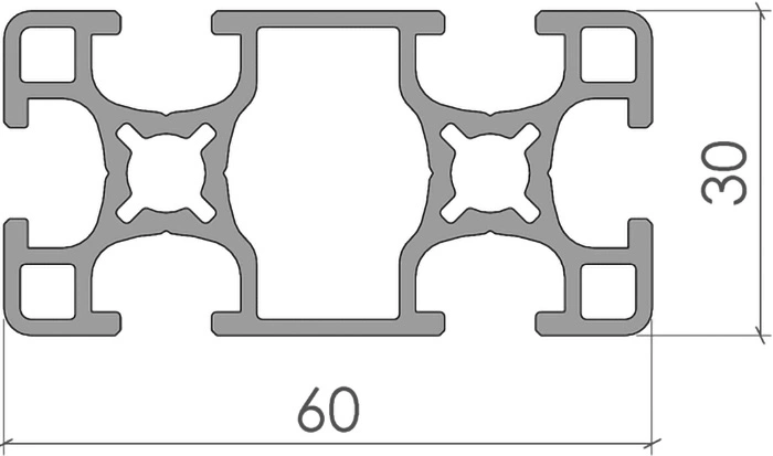 plan Profilé aluminium 30x60