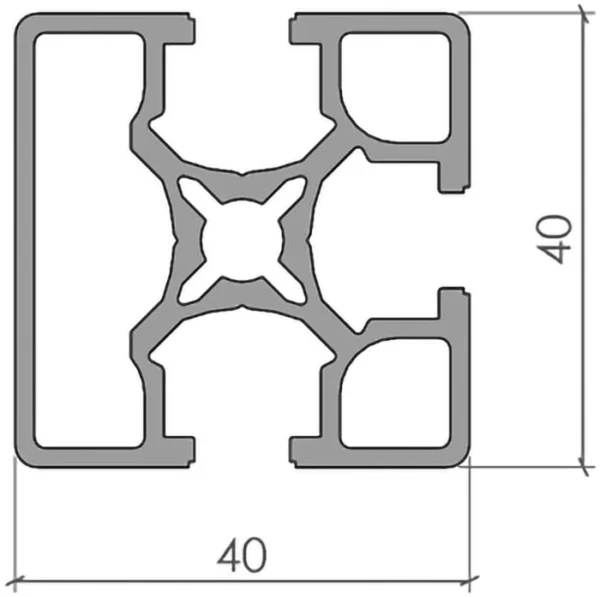 plan Profilé aluminium 40x40 une face fermée