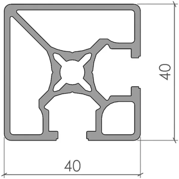 plan Profilé aluminium 40x40 deux faces fermées