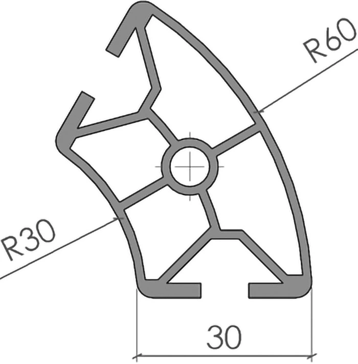 plan Profilé aluminium R30/60 60°
