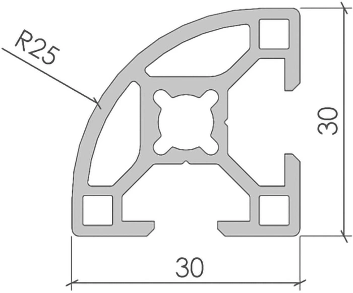 plan Profilé aluminium 30x90° R