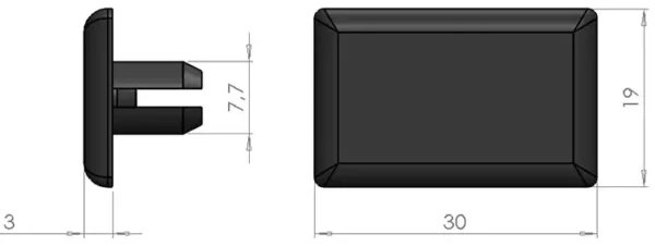 plan Embout pour profilé aluminium 19x30