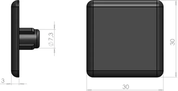 plan Embout pour profilé aluminium 30x30