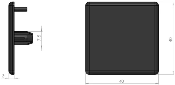 plan Embout profilé aluminium 40x40