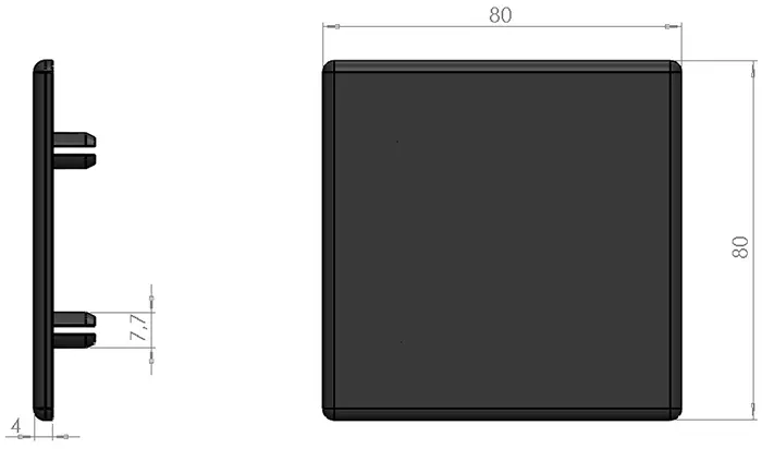 plan Embout pour profilé aluminium 80x80