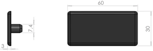 plan Embout pour profilé aluminium 30x60