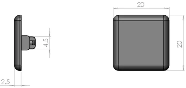 plan Embout pour profilé aluminium 20x20