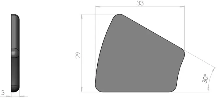 plan Embout pour profilé aluminium R30/60 30°