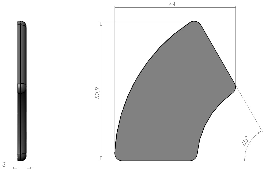 plan Embout pour profilé aluminium R30/60 60°