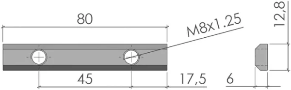 plan Coulisseau double M8 - profilé aluminium