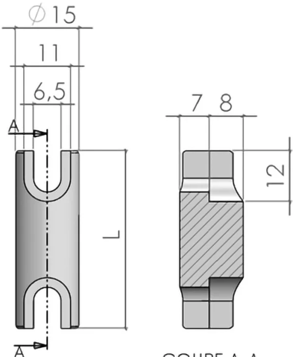 plan Noix de serrage double pour profilé aluminium