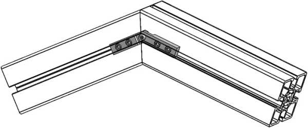 mise en situation Fixation angulaire réglable pour profilé aluminium