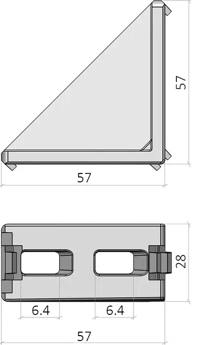 plan Équerre double 30x60 pour profilé aluminium