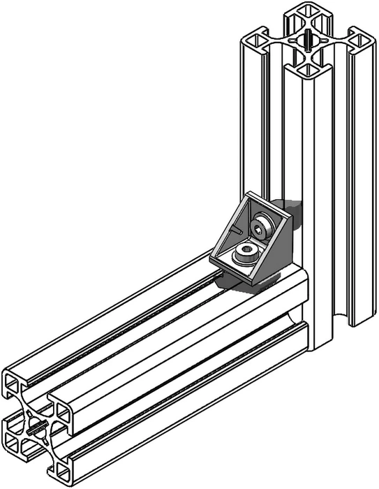 mis en situation Équerre simple 20 pour profilé aluminium