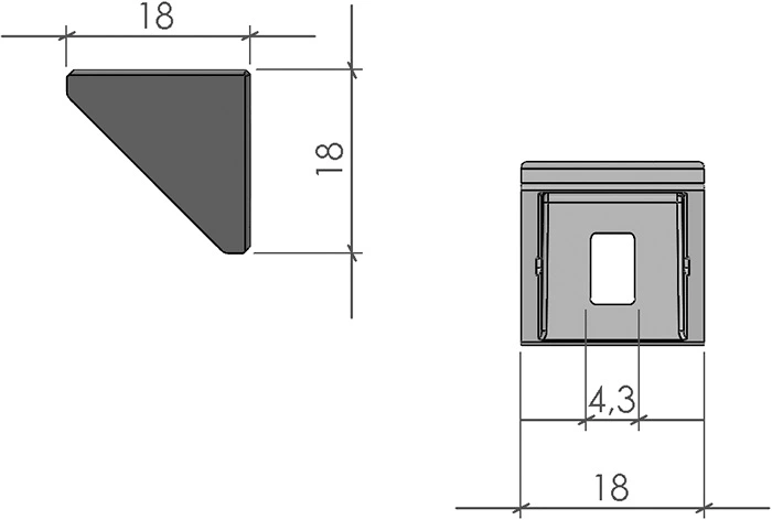plan Équerre simple 20 pour profilé aluminium