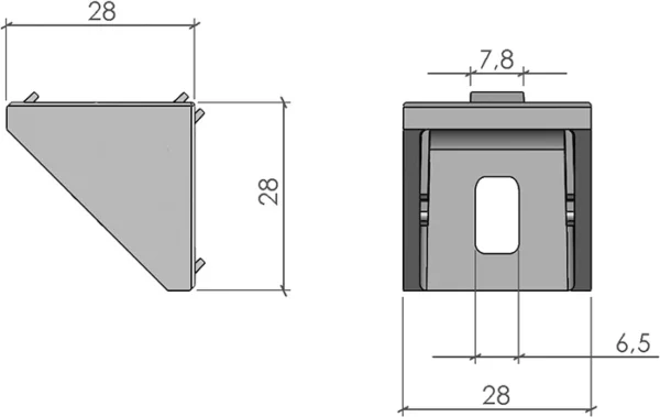 plan Équerre 30 pour profilé aluminium