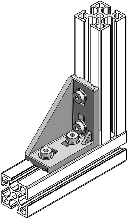 mise en situation Équerre double 40x80 pour profilé aluminium