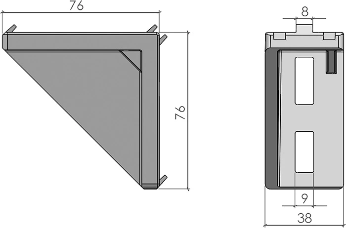 plan Équerre double 40x80 pour profilé aluminium