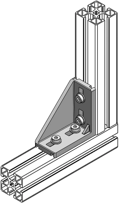 Mise en situation Équerre double 45x90 pour profilé aluminium