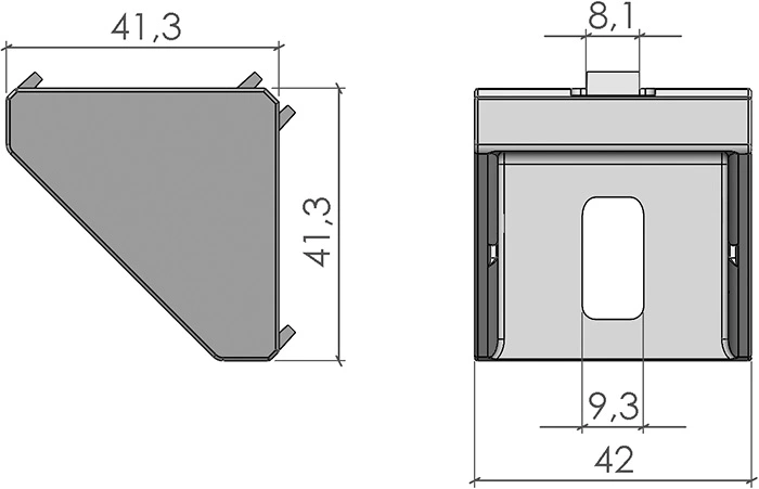 plan Équerre 45 pour profilé aluminium