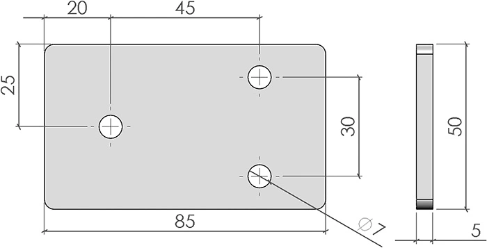 plan Plat pour panneau démontable 45x45 - jeu 0 mm