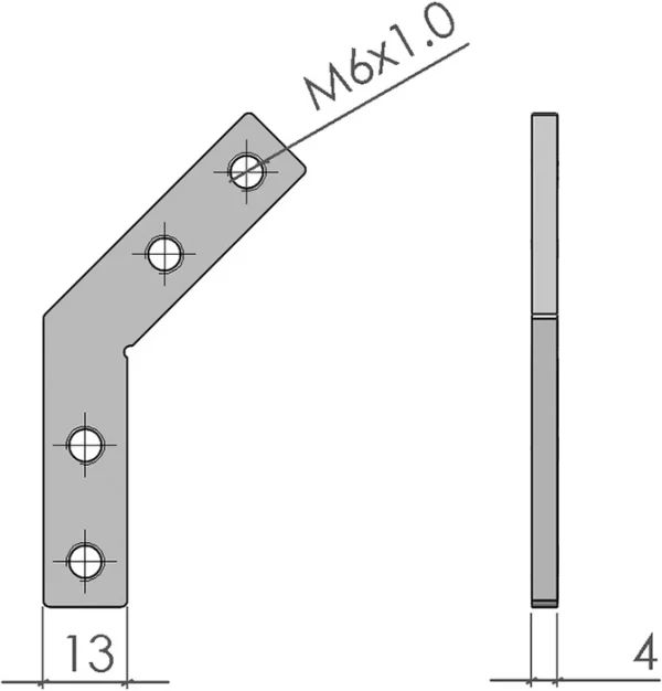 plan Équerre d’onglet 135° pour profilé aluminium