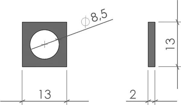 plan Plaque d’appui pour profilé aluminium