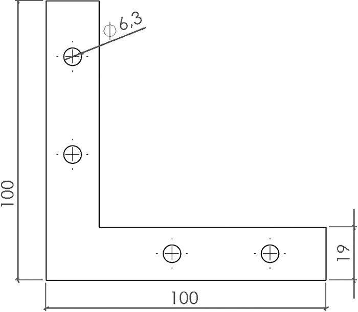 plan Renfort de cadre 90° - profilé aluminium
