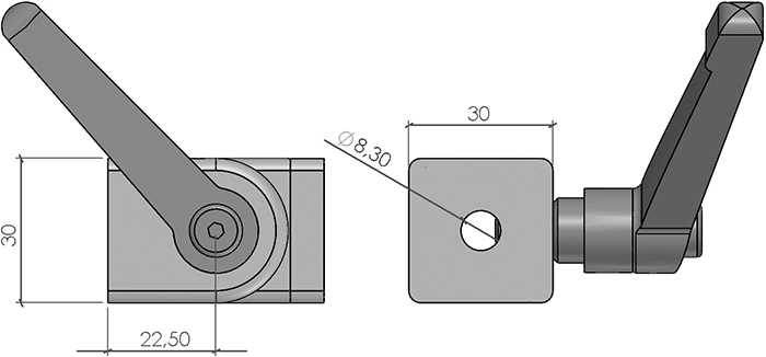 plan articulation réglable 30x30 - avec poignée