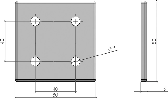 plan Plat simple 80x80 - jeu 0 mm