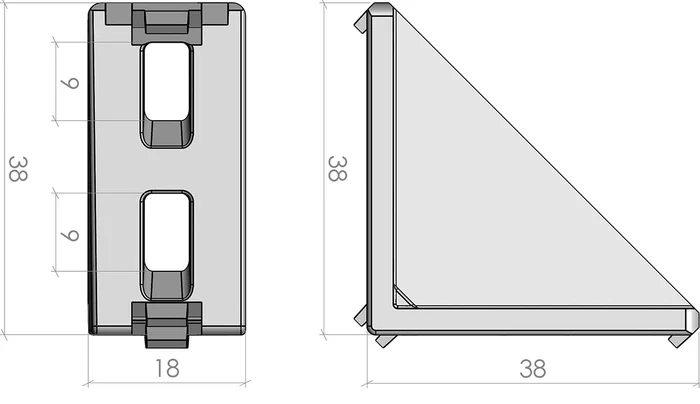 plan Équerre double 20x40 pour profilé aluminium