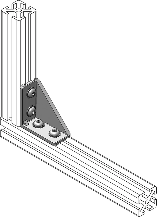 mise en situation Équerre double 20x40 pour profilé aluminium