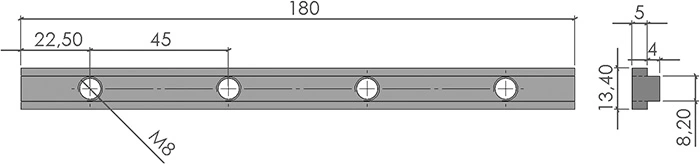 plan Éclisse 180 mm pour profilé aluminium